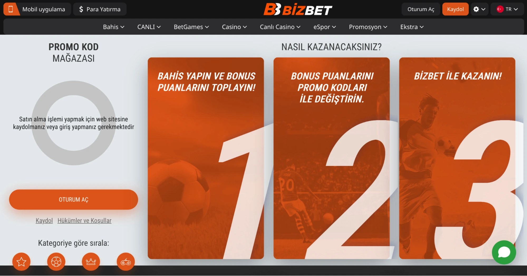 BizBet promosyon kodu mağazası – aktif kampanyalar ve kod seçenekleri